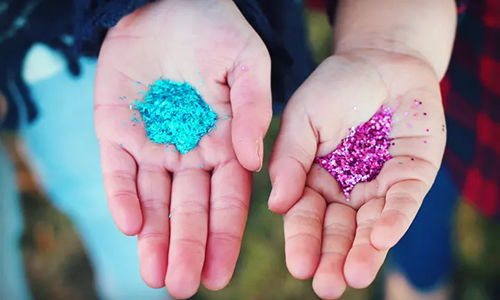 Glittering gender reveal