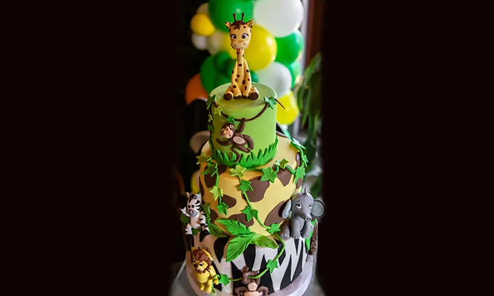 Safari Animals Baby Shower Cake for a Boy