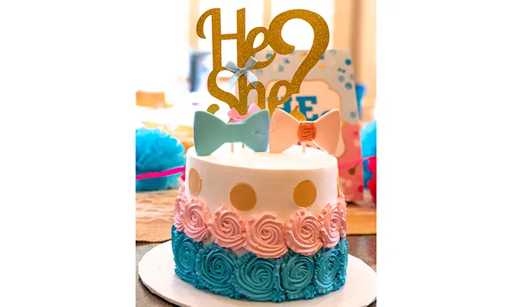 Gender reveal baby shower cake