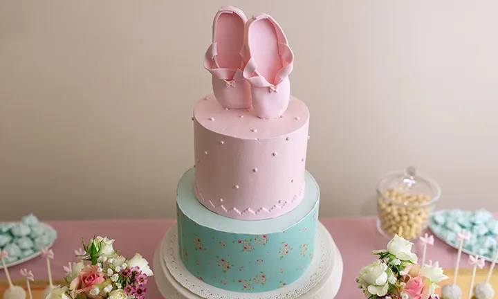 Simple Ballerina Baby Shower Cake for a Girl