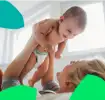 Mother and baby with Pampers